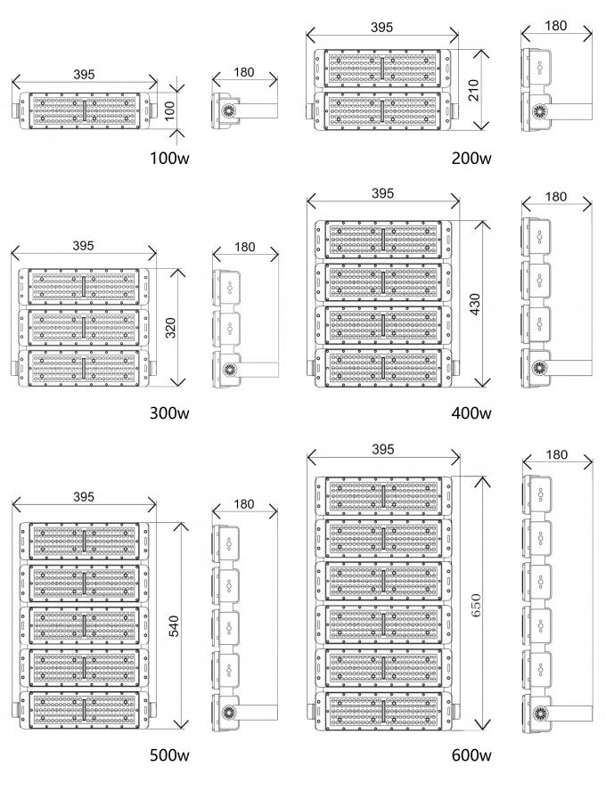 100w-1200w LED 홍수 조명 스포츠 경기장 골프 코스 터널 홍수 조명 10