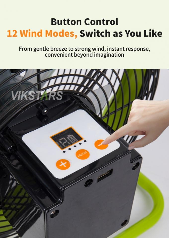 야외 휴대용 팬 재충전 가구 비상 12 인치 14 인치 태양 바닥 팬 조용한 태양 전력 팬 5