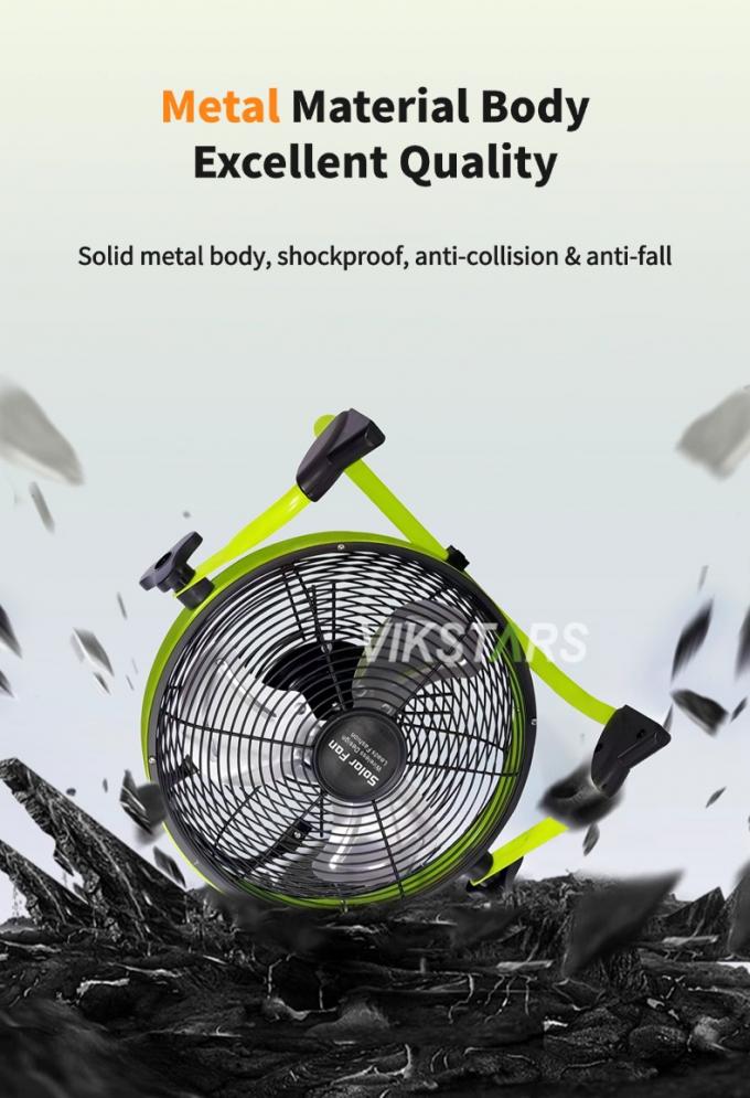 야외 휴대용 팬 재충전 가구 비상 12 인치 14 인치 태양 바닥 팬 조용한 태양 전력 팬 10