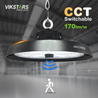 주문 170lm/w 높은 뤼멘 UFO 하이 베이 라이트 지원 3CCT 운동 센서와 함께 창고 산업 램프 온라인 제품